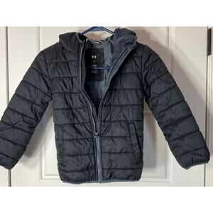 Under Armour Black Pronto Puffer Jacket Hooded Insulated Pockets Youth Jacket 6